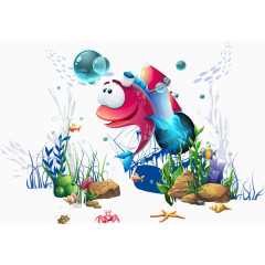 矢量海底金鱼