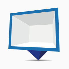 立体 标签  蓝色 几何图形 投影