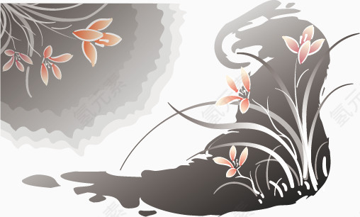 清新手绘花草背景矢量图案