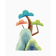 手绘中国风青山