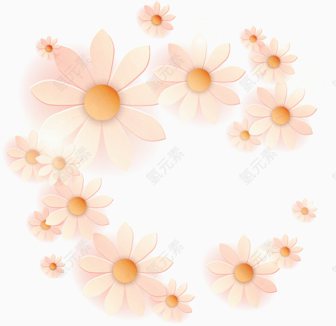 春季白色菊花矢量素材