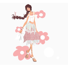 卡通美女美妆装饰图案