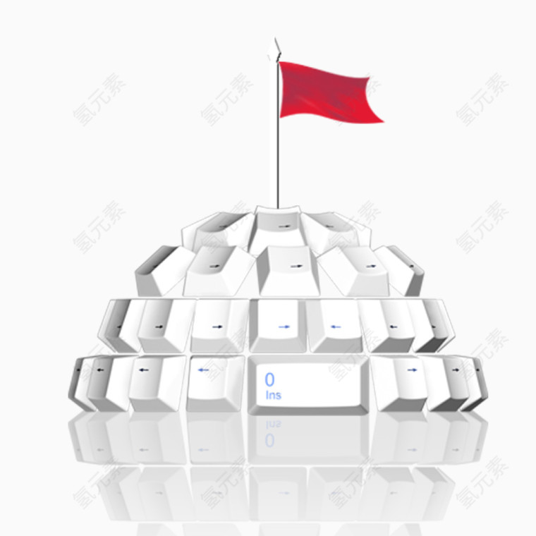 立体键盘红旗免抠素材
