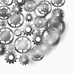 银色质感齿轮组矢量素材