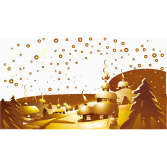 夜色雪景矢量北极雪素材