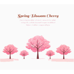 春季粉色樱花树矢量素材