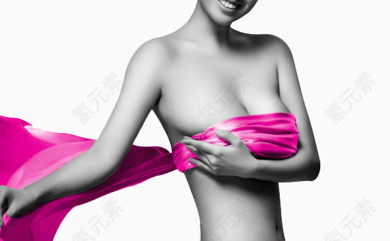 紫色丝绸围住胸部