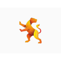 橙黄色渐变折纸重叠动物图案