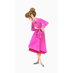 手绘粉色风衣女人