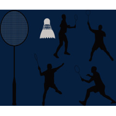 羽毛球矢量人物打球剪影