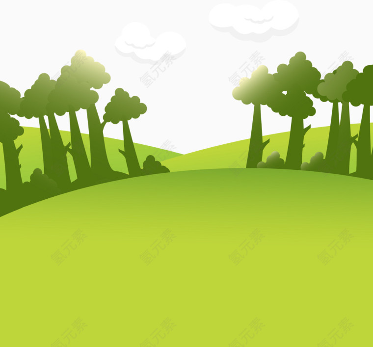 郊外山坡风景背景矢量图