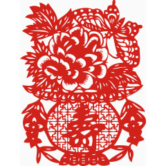 寿字花篮剪纸窗花春节元旦剪纸