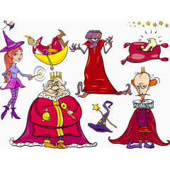 矢量卡通巫师和国王