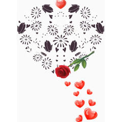 矢量手绘爱心玫瑰花