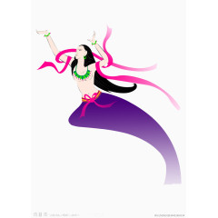 紫粉色卡通女娲