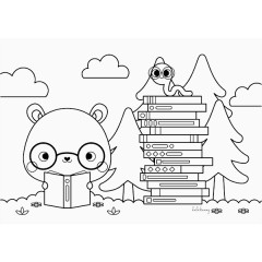 认真学习的眼镜小熊