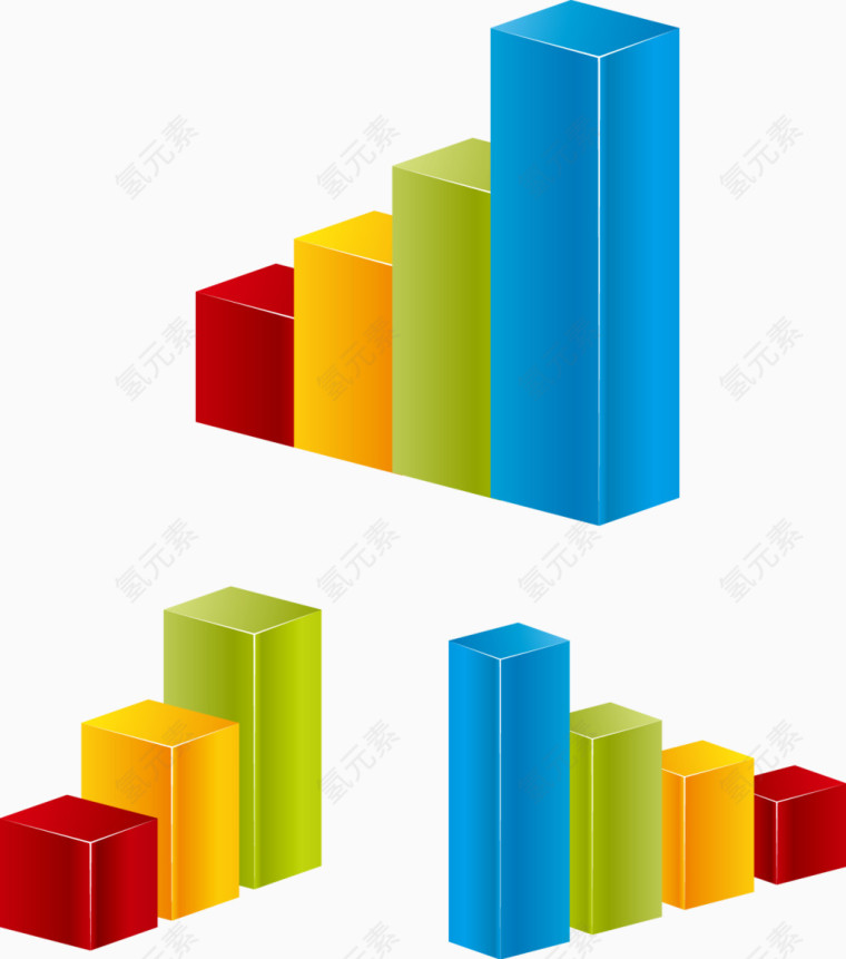 矢量PPT设计三维柱形图标