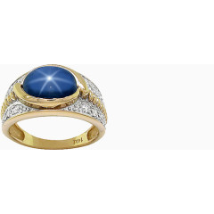 蓝色宝石金戒指