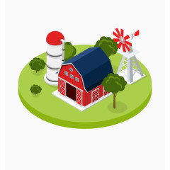 做在圆形草地上面的房子