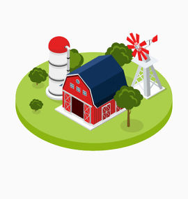 做在圆形草地上面的房子