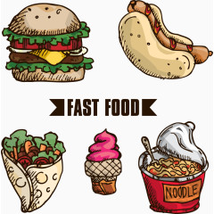 矢量汉堡和方便面