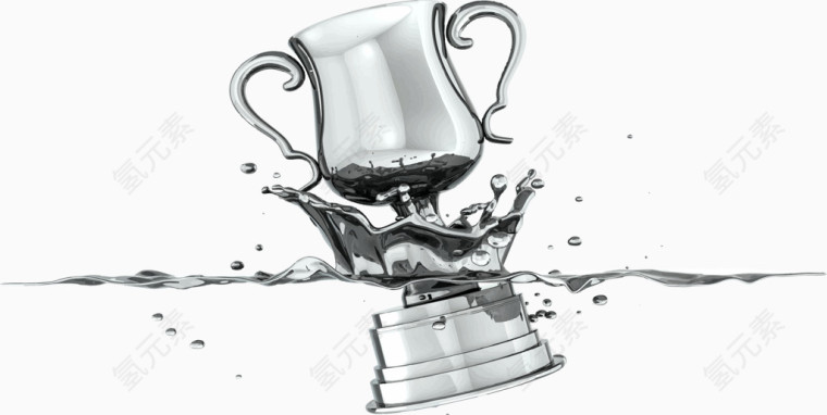 矢量银色奖杯金属素材