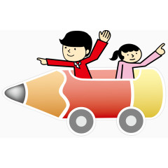 矢量红色铅笔小车