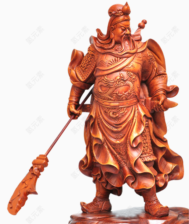 红木雕件武财神