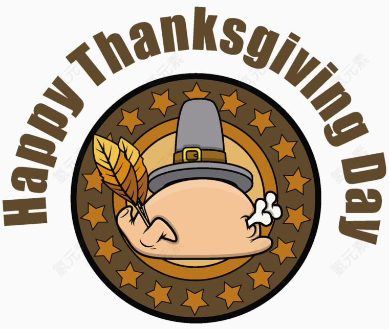 感恩节牛仔火鸡美食图标