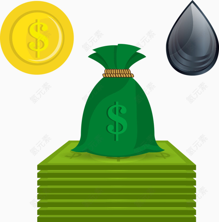 矢量钱袋与金币