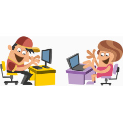 矢量玩电脑的孩子