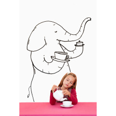 绘画大象端杯子图案