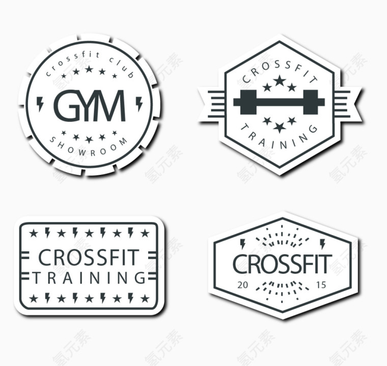 创意健身训练标签矢量图图片下载