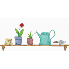 手绘盆栽花洒木架子