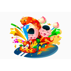 创意卡通开小车的孩子