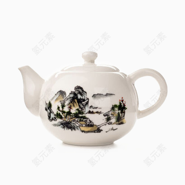 白色唐诗白瓷茶壶