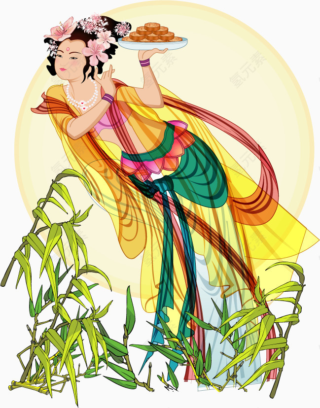 七夕中秋嫦娥矢量素材