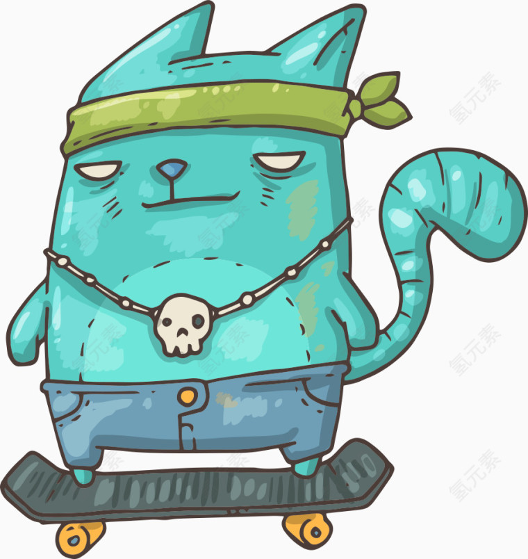 站在滑板上的矢量猫