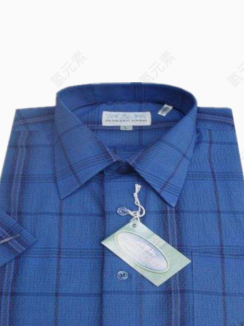 叠好的蓝色衬衫衣服
