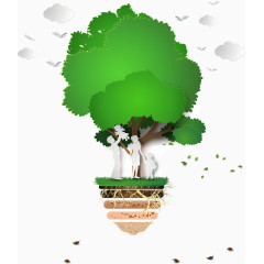 矢量家庭和树木剪纸