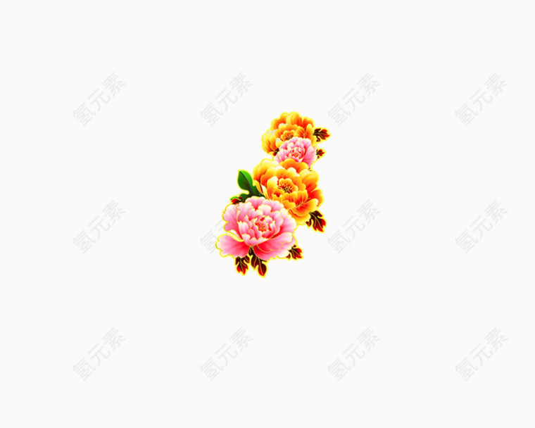 春节装饰牡丹花高清免抠图素材