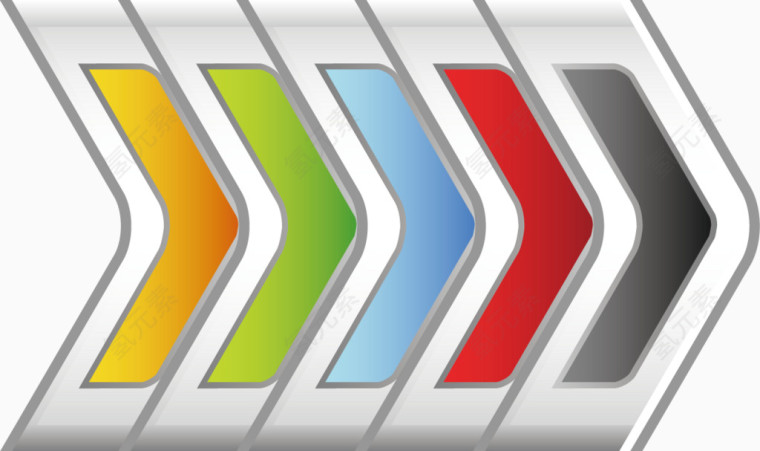 矢量创意设计横向箭头分布形标签图