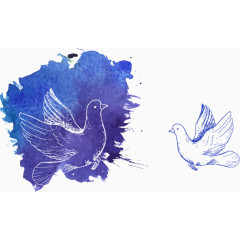 蓝色水彩鸽子卡片矢量素材