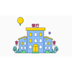 银行建筑插画
