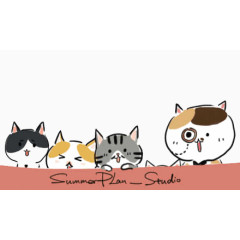 手绘一群小猫免抠图案