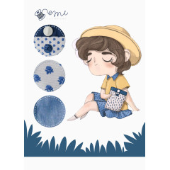 卷发女孩手工封面