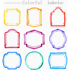 9款水彩绘框架标签矢量素材