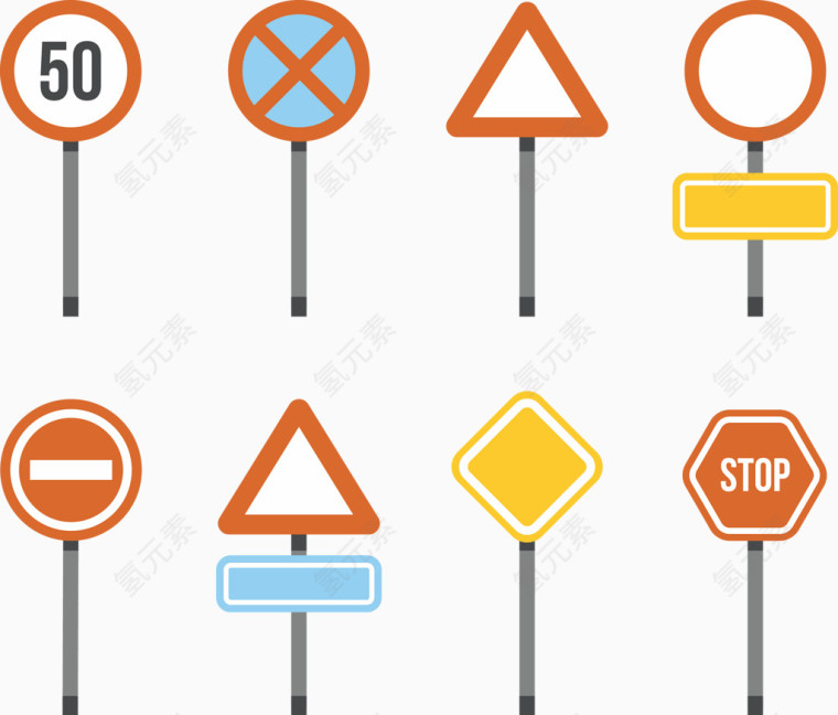 各项公路指示牌矢量图