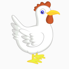 白色瞪眼可爱大公鸡