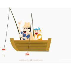 卡通垂钓父子钓鱼行业